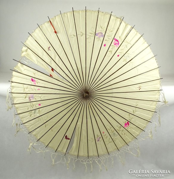 0X439 Antik keleti bambusz és selyem napernyő