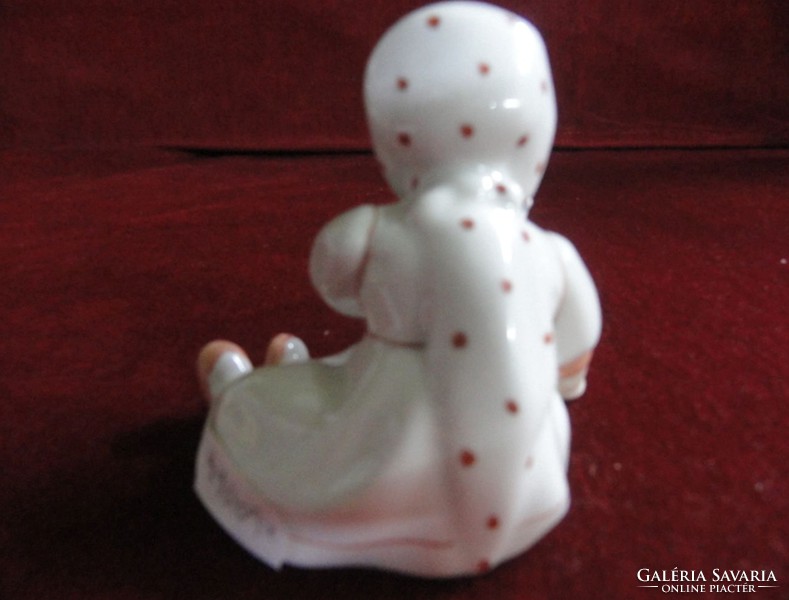 Zsolnay porcelain figural sculpture. Little girl with a jug. He has!
