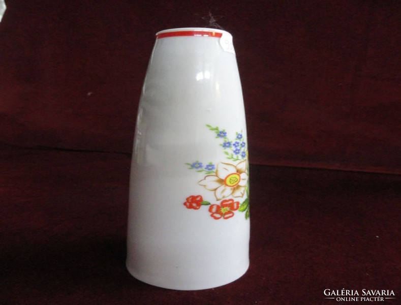 Zsolnay porcelain with colorful floral pattern and red border. Height 20 cm. He has!