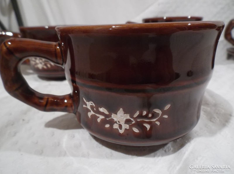 Coffee set - 5 cups 3 plates - 2 dl - glazed ceramic - perfect