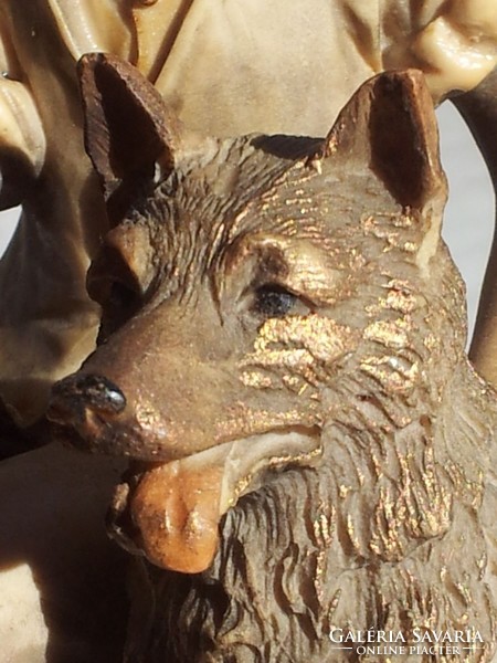 Antique capodimonte statue, boy with dog,