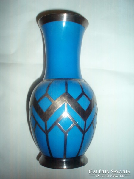 Gyönyörű kis kék art deco porcelán váza