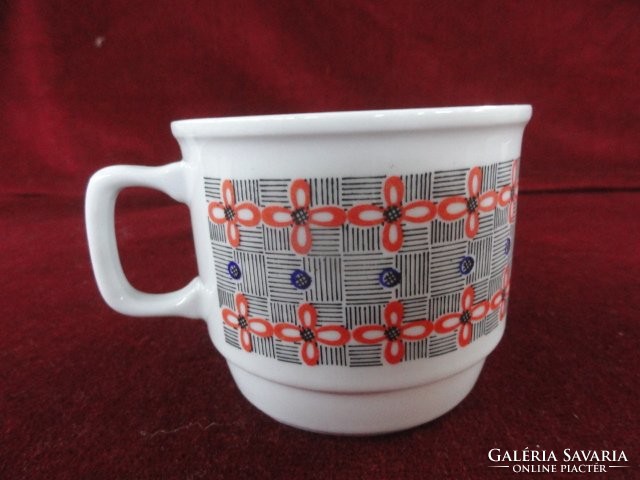 Zsolnay porcelain patterned mug on a snow-white background. Its diameter is 9 cm. He has!