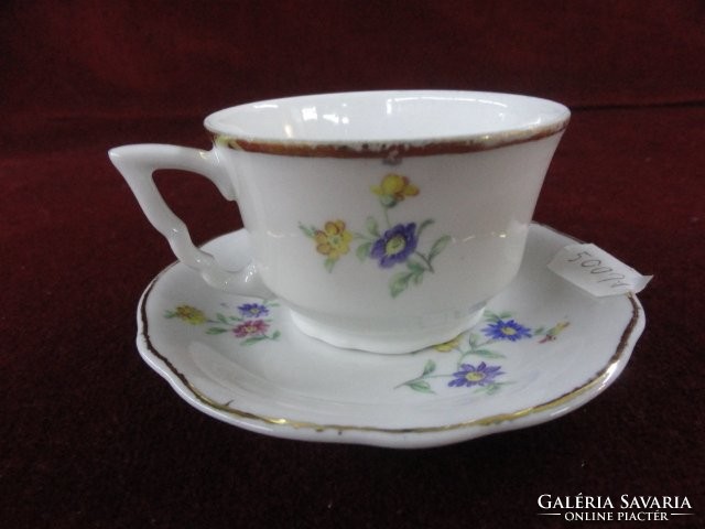 Zsolnay porcelain coffee cup with saucer + placemat, shield seal, antique. He has!