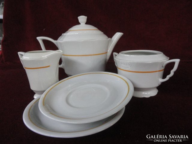 Zsolnay porcelán teáskészlet - nem teljes - antik, manófüles, sárga csíkos. Vanneki!