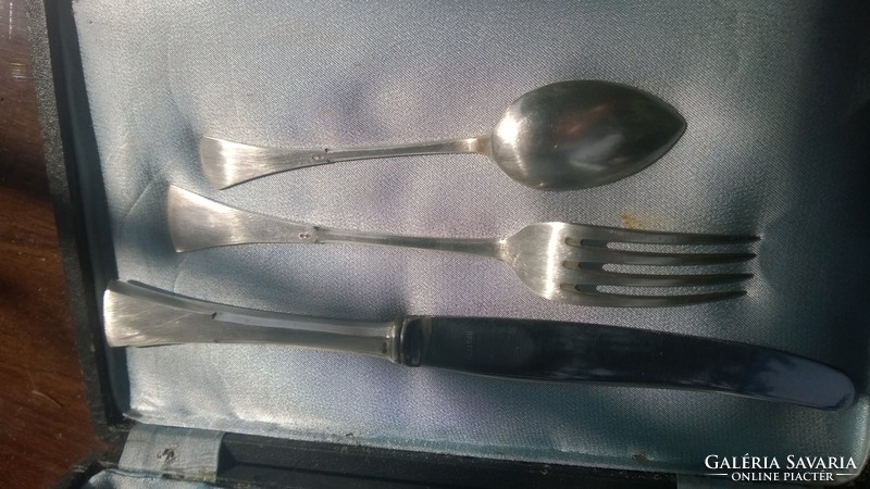 Christening also-silver children's cutlery set + box of 3 pieces