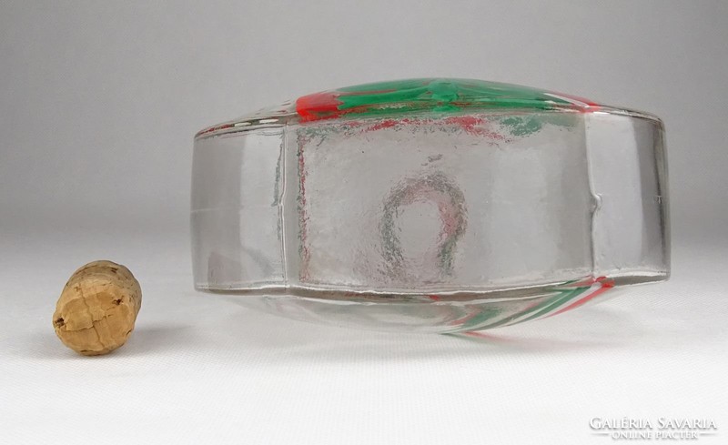 0X607 Régi trikoloros üveg kulacs 16.5 cm