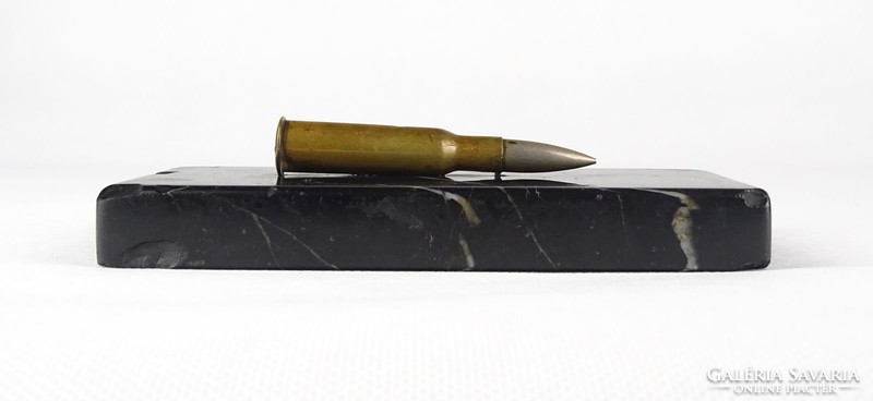 0X641 Régi fekete márvány levélnehezék lőszerrel