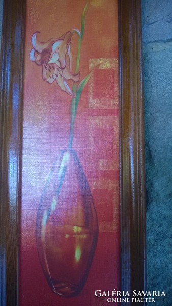 Virág vázában vászon falikép +fakeret-új, ajándékba is