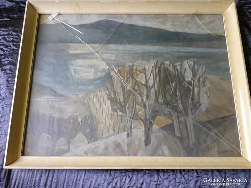Large tibold - waterfront - oil / wood fiber painting gallery