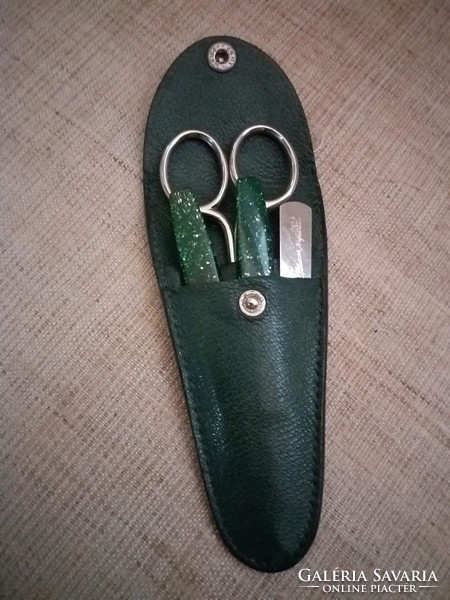 Old marked /germany/ travel manicure set in leather case