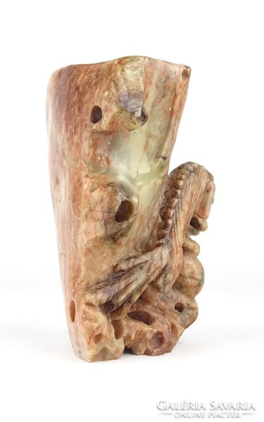 0X722 Antik faragott kínai sárkány zsírkő szobor