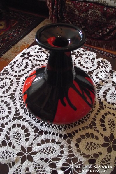 Glazed ceramic vase and ikebana