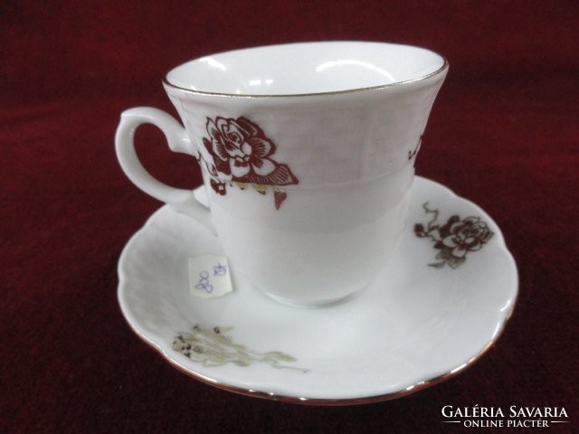 Thun tk Czechoslovak natali coffee cup + coaster. Gold floral pattern, embossed print. He has!