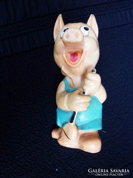 Retro whistling pig rubber toy from the seventies