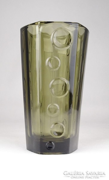 0X625 Retro fekete füstüveg üveg váza 17.5 cm