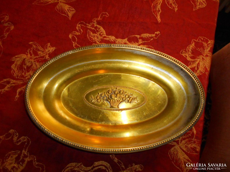 Art Nouveau antique handcrafted copper centerpiece, serving bowl 30 cm x 19 cm