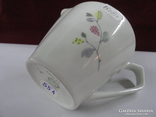 Polish porcelain milk jug, colorful flower and shape on a snow-white background. Gold border. He has!