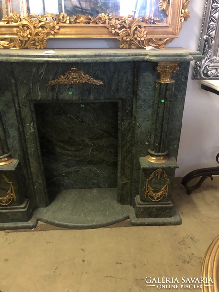 Green marble fireplace