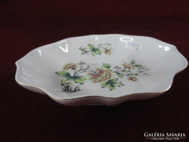 Hollóháza porcelain serving bowl + ashtray. It has a snow-white background with a gold border and a flower pattern!