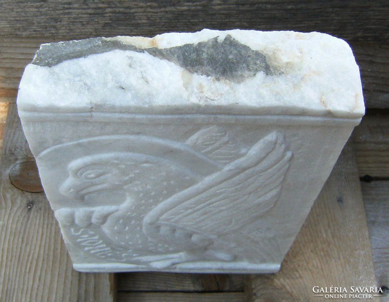 Stone carving relief of St. John's Eagle from Carrara marble