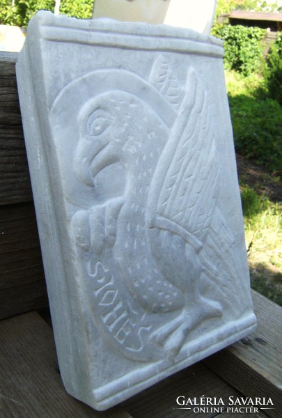 Stone carving relief of St. John's Eagle from Carrara marble
