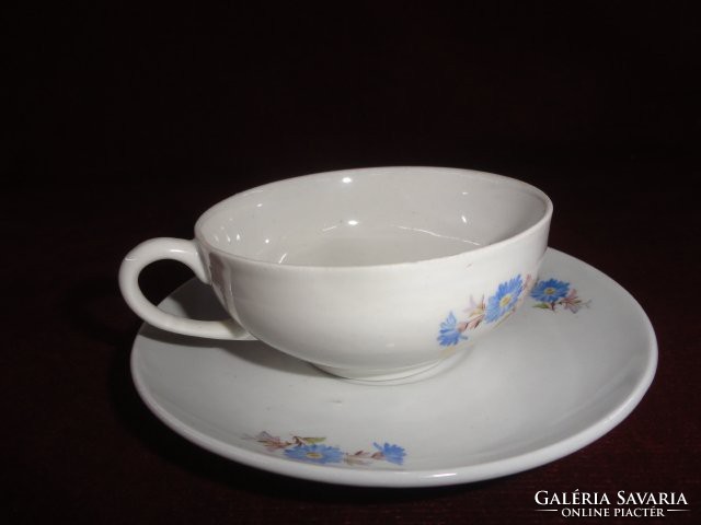 Kispest granite Hungarian porcelain 13-piece tea set. With a blue floral pattern. He has! Jokai.