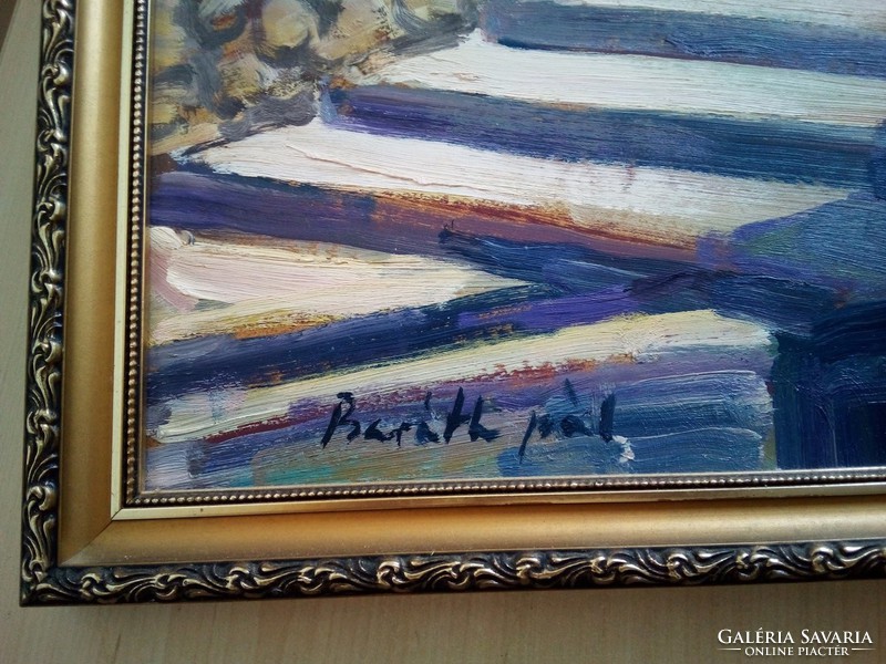 Baráth Pál: Utcarészlet, olaj/vászon festmény, XX. század közepe