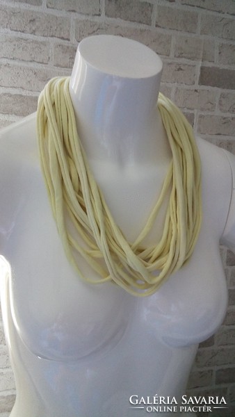 Pale yellow recycled textile necklace