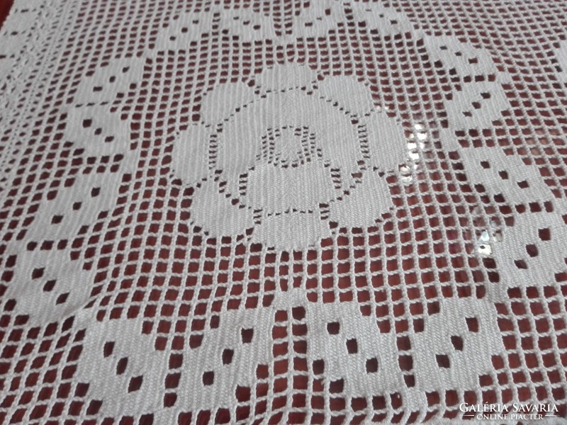 Raw white crochet tablecloth, 68 x 70 cm