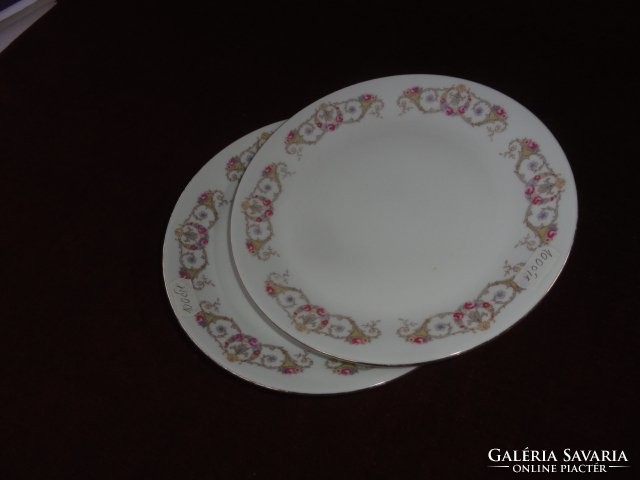 Mz Czechoslovak porcelain antique cake plate. On a snow-white background with a gold/pink pattern. He has!