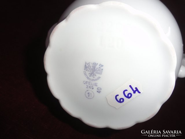 MZ Csehszlovák porcelán teakiöntő. Hófehér alapon arany szegéllyel és mintával. Vanneki!