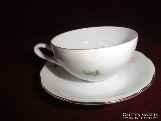 MZ Csehszlovák porcelán kávéscsésze + alátét. Antik, rózsa motívummal díszített.Vanneki!