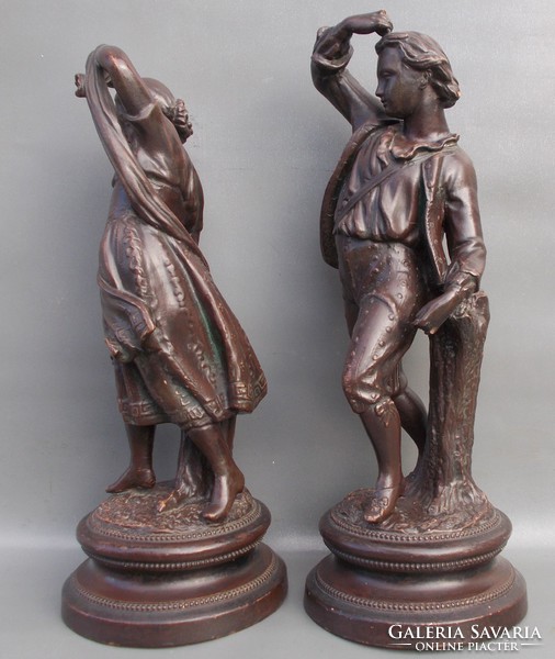 Pair of antique Sarreguemines ceramic figurines