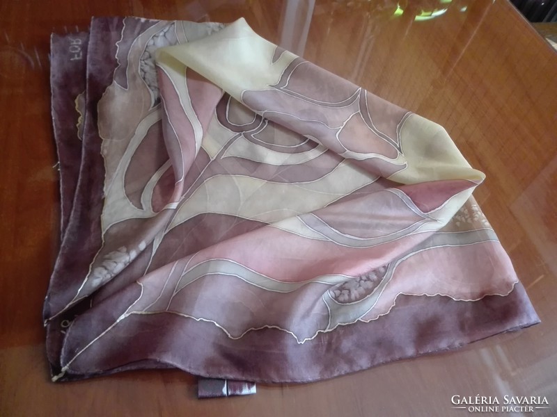 Hand-dyed Chinese silk scarf, 86 x 92 cm