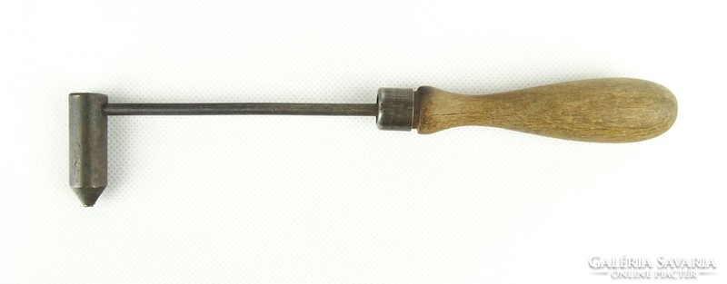 0X820 Régi fa markolatos réz fejű forrasztó eszköz