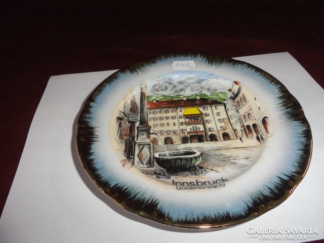 Unmarked Austrian porcelain wall plate with a view of Innsbruck, richly gilded. He has!