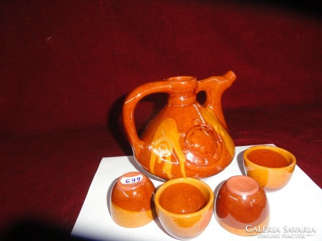 Glazed ceramic brandy set for three people. He has!