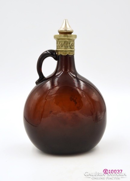Biedermeier glass bottle, blown, colored, hand-shaped. Xix. End of No.