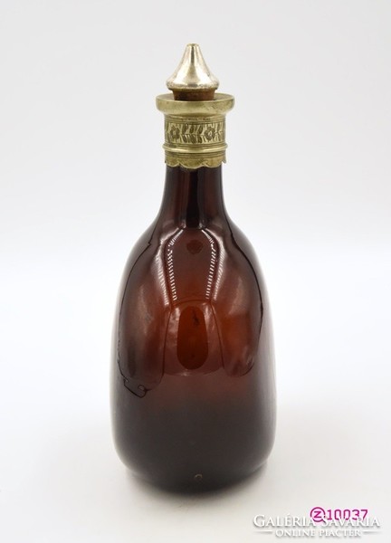 Biedermeier glass bottle, blown, colored, hand-shaped. Xix. End of No.