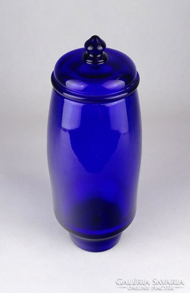 0X866 Hatalmas kék fedeles cukorkás üveg 25.5 cm