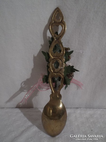 Spoon - brass - with traditional Austrian decoration - 13 x 2.5 cm