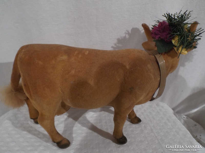 Antique - cow - Austrian - 23 x 14 x 6 cm - traditional - hard plastic - suede cover - beautiful