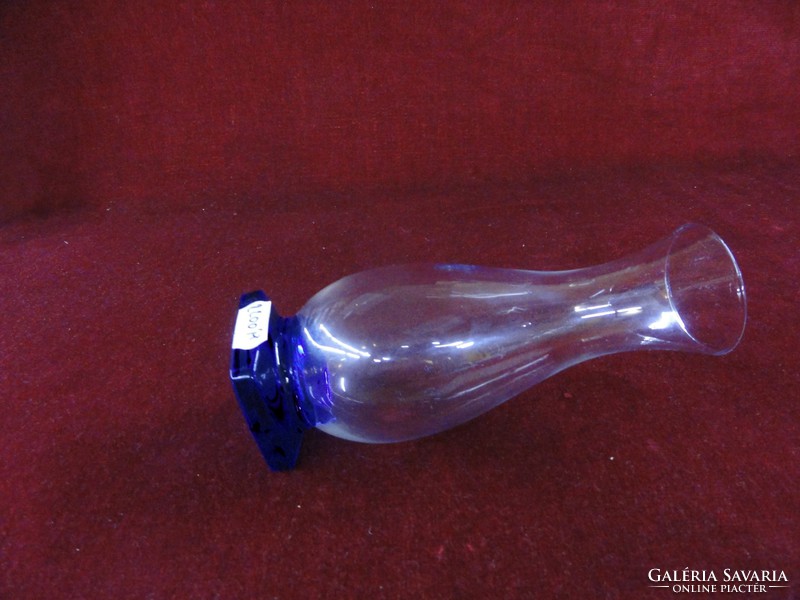 Kék talpú üveg váza, 17,5 cm magas. Vanneki! Jókai.
