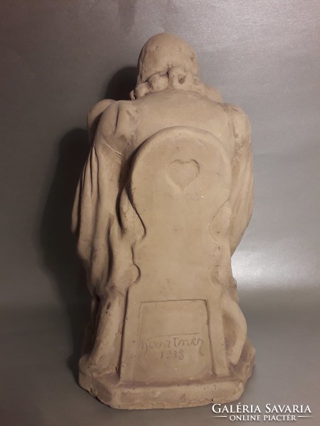 Raw ceramics before firing are rarely seen like this! Lajos Kasztner ceramic statue marked from 1938