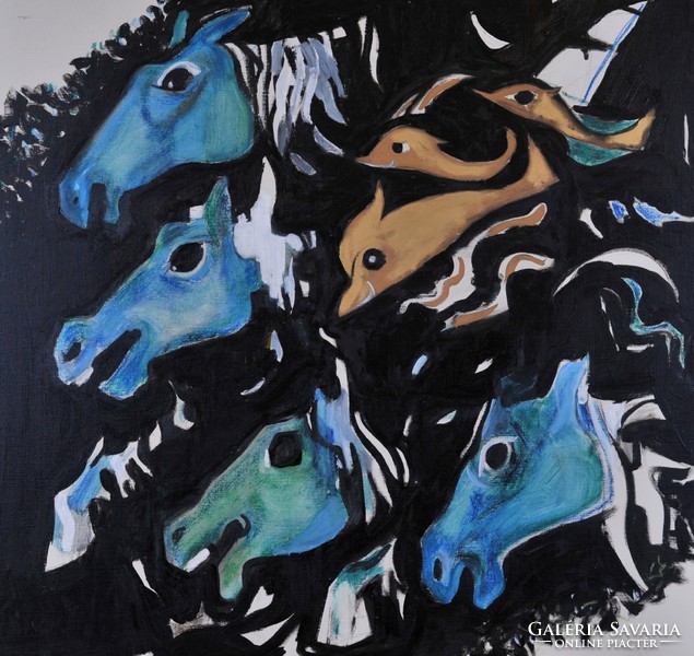 Piroska Sántó (1913-1998): horses of the sea,