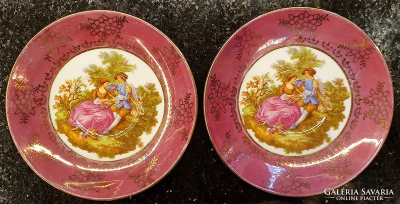Kínai porcelán tányér, 2 db, festményjelenetes