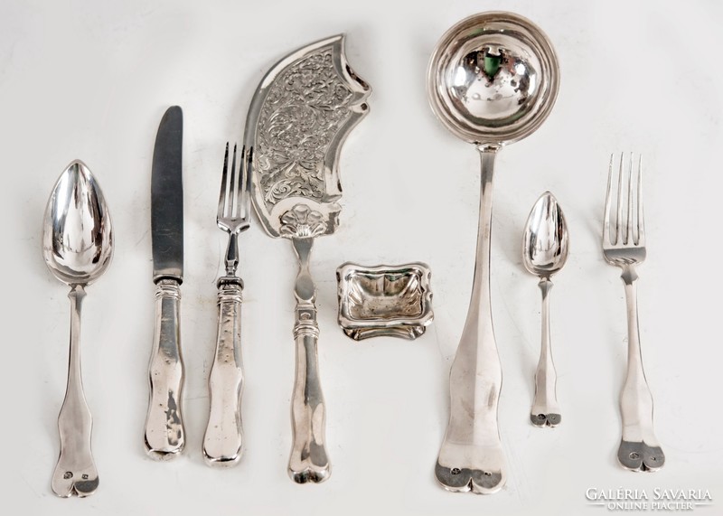 Silver antique Viennese cutlery set for 12 people (fm40)