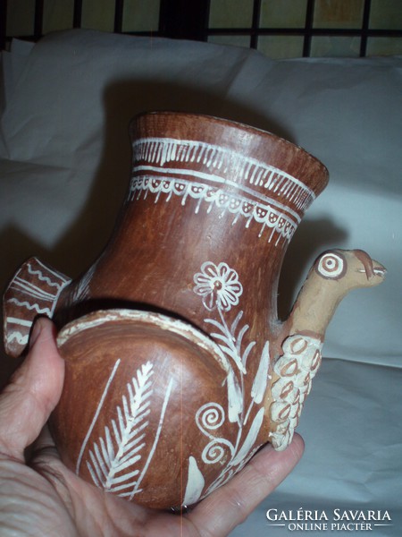 Antique, beautiful terracotta bird vase