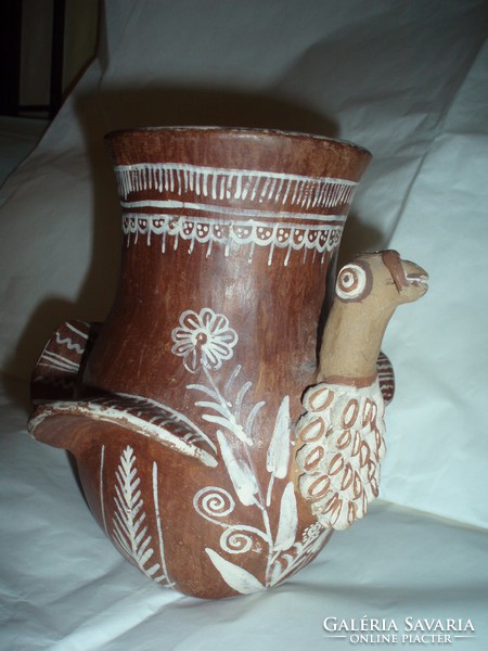 Antik, gyönyörű terrakotta madaras váza